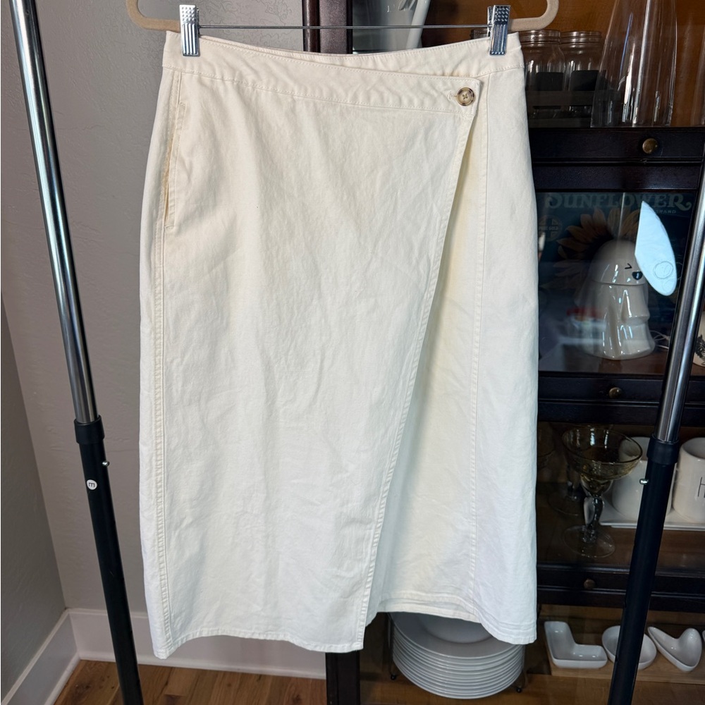 Universal Thread Y2K White Cotton Spandex Wrap Midi Skirt Size 4 NWT